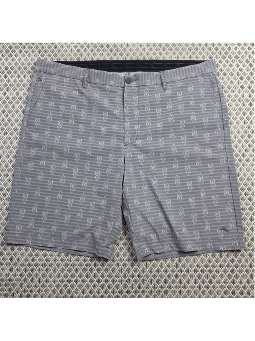 Tommy Bahama Pineapple Golf Shorts Gray Performance Stretch Mens Size 40